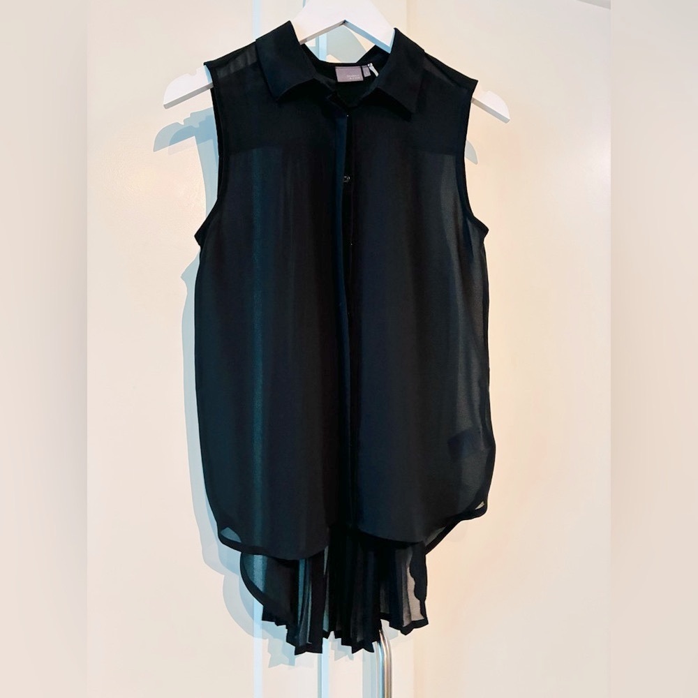 Sparkle & Fade 🖤 Small Black Sheer Sleeveless Blouse